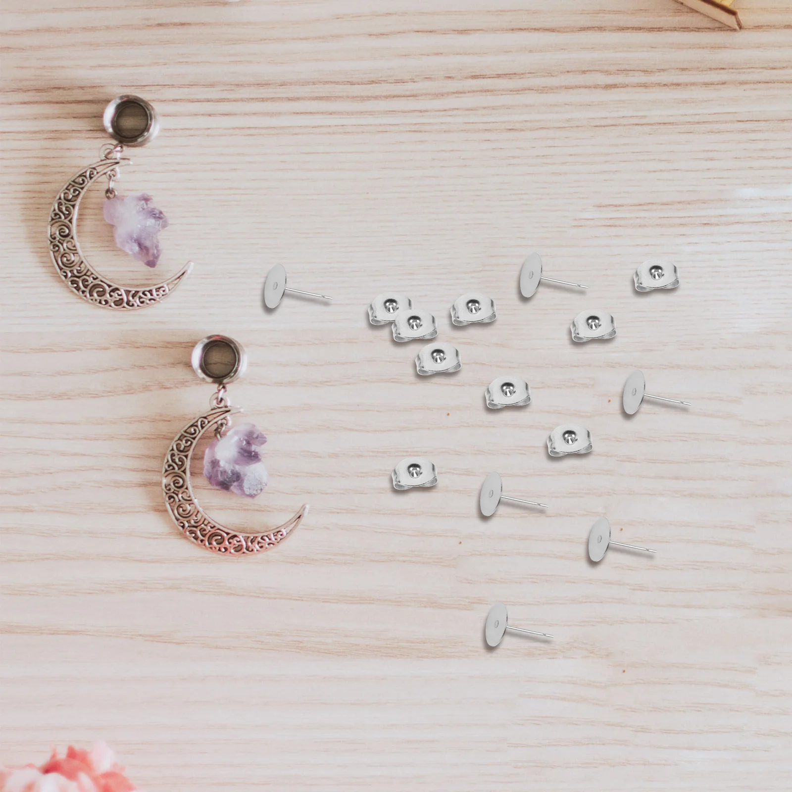 

2 Bags Earring Making Materials DIY Kit Flat Back Earrings Safe Durable Easy Operate Flat Back Earrings for Women