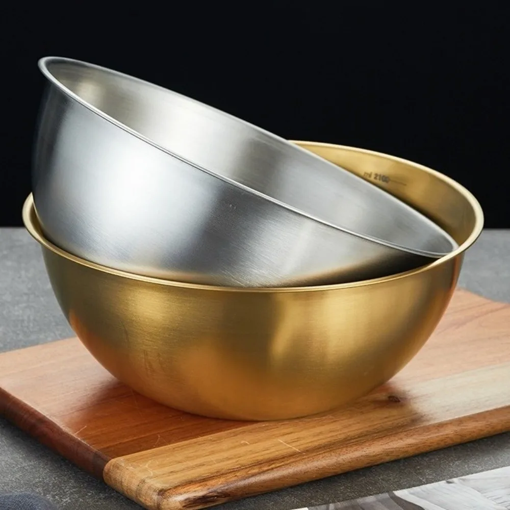 

3PCS/SET Large Capacity Stainless Steel Mixing Bowl Durable Rust-Free Fruit Salad Bowls with Scale Rice Cereal Bowls Baking