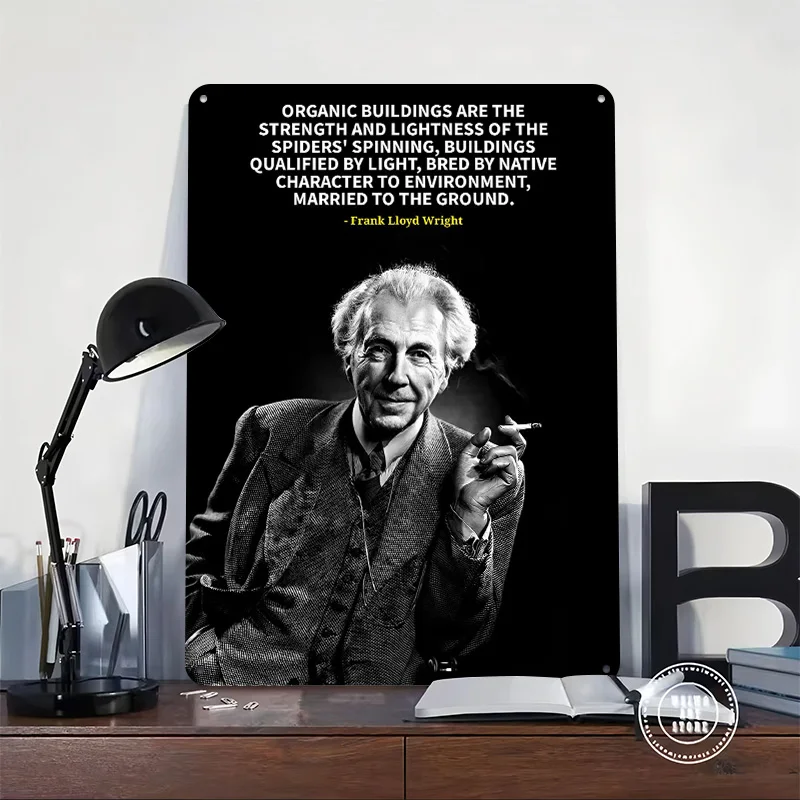 Frank Lloyd Wright Quotes 3D Printed Texture Poster Personalized Wall Art Retro Metal Tin Signs for Wand Deko Decor Room Home