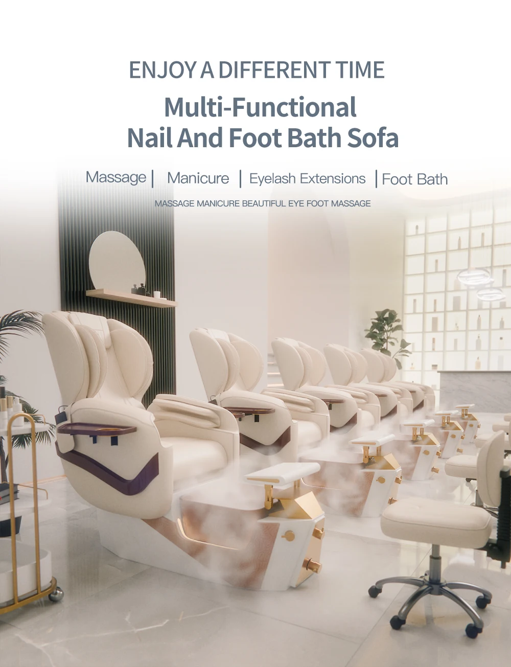 Pediküre-Stuhl Luxus-Spa Maniküre Verstellbare Massagestühle für Schönheitssalon Nagelstudio Maßgefertigter 3D-Display-Ladenlayout-Effekt – Detail 3
