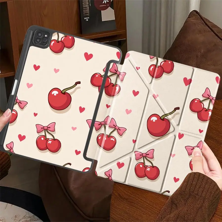 

Чехол-подставка для планшета с узором в виде вишни для iPad Pro 11-го, 10-го, 9-го, 8-го, 7-го поколений, 12.9 дюймов, Air 4, 5, M3, M2, 1, 2, M4, 11 дюймов, Mini 6, 7