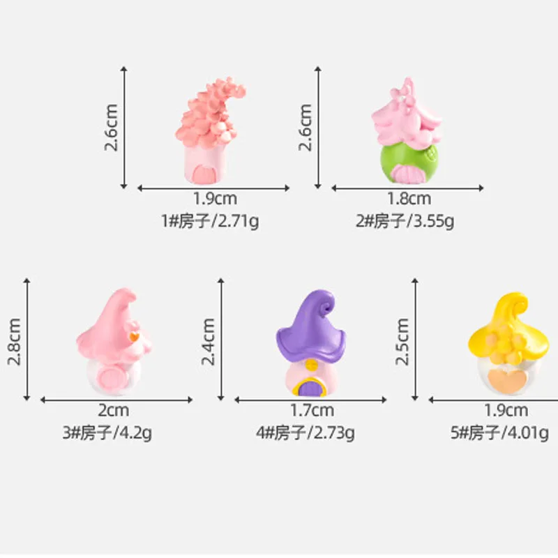 

20pcs Cartoon Fairy Small House Resin Craft Ornament Mini Figurines Moss Terrarium Decor Cupcake Toppers