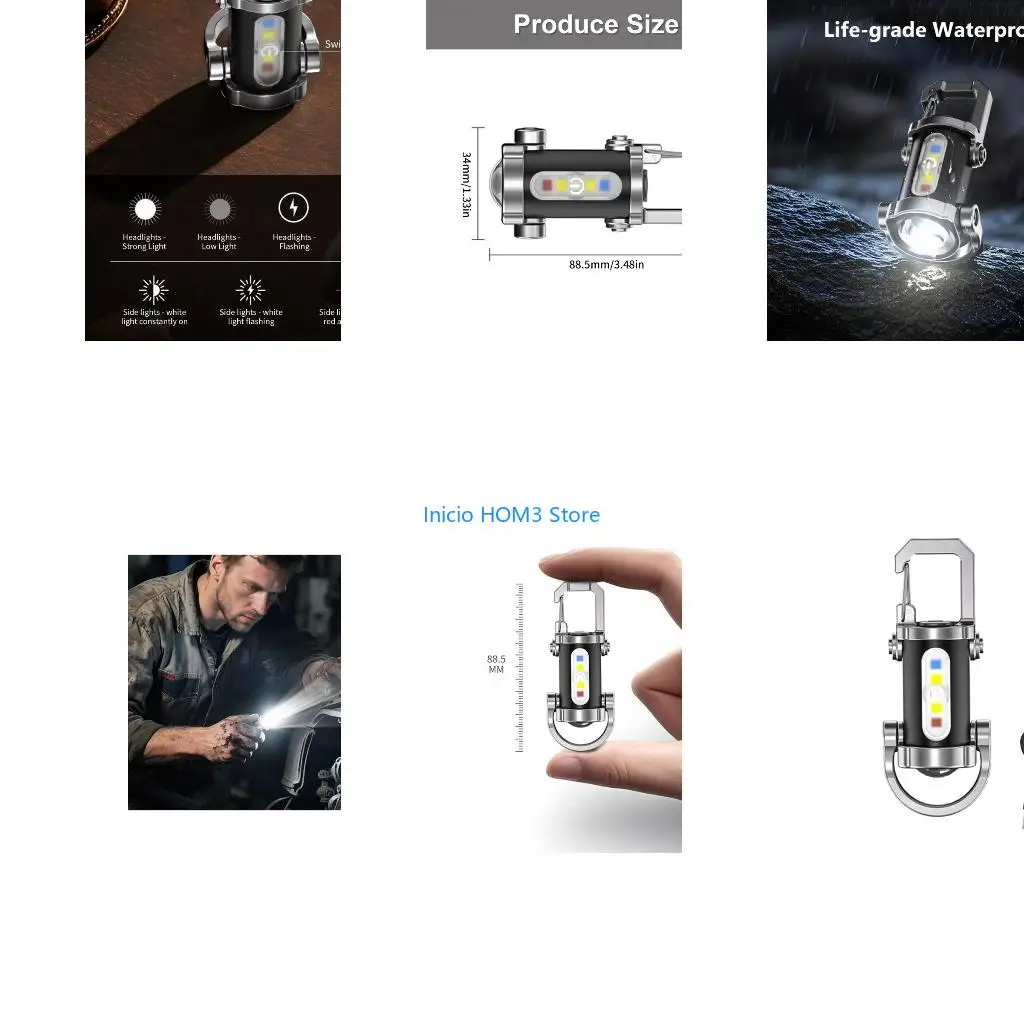 A5YD USB Rechargeable Torches Keychain Lamp Portable Work Light Small LED Flashlights Keychain Light for Night Work Enduring