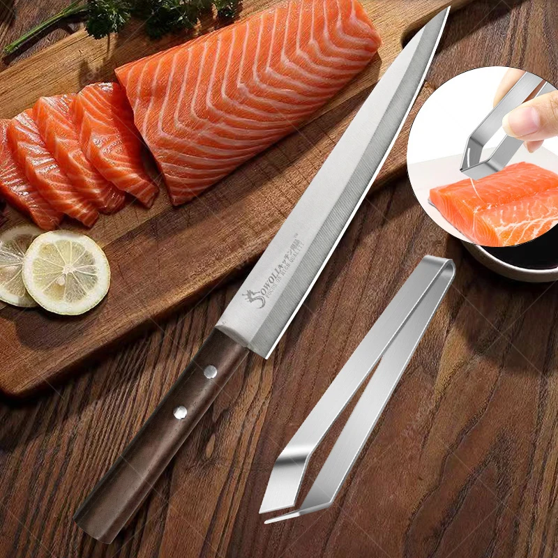 

Sashimi Knife Japanese Salmon Knife Sharp Chef Knives Sushi Fish Stainless Steel Slicing Knife Cooking Knives Fishbone Clip