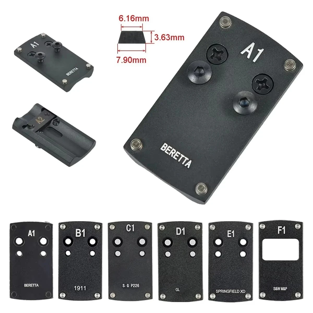 Optics Berett 1911 M&P  Reflex Sight Mount Adapter Plate for Glk 43 S&W HK USP S G P226 Sightmar Burr Micr Red Dot Scope