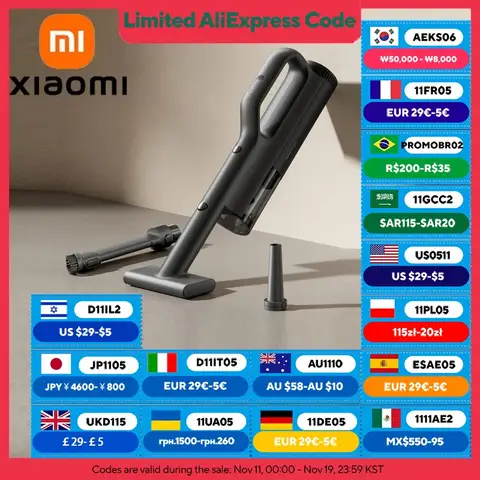 XIAOMI MIJIA 자동차 진공 청소기 21kPa 흡입, Type-C 고속 충전, 150mL 먼지 컵, 가정용 무선 진공 청소기, 2400mAh 배터리