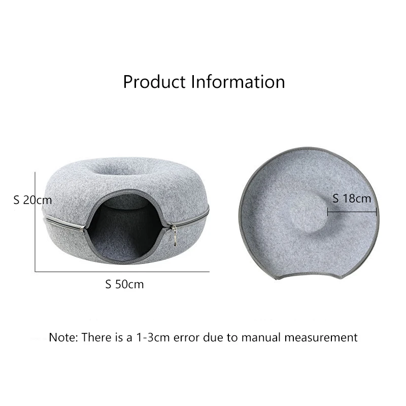 Donut Pet Cat Tunnel Interactive Play Toy Cat bed Dual Use Ferrets Rabbit Bed Tunnels Indoor Toys Cats House Kitten Training Toy