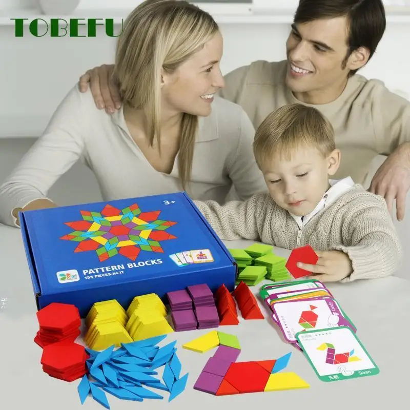 TOBEFU 155pcs Wooden Jigsaw Puzzle Board Set Colorful Baby Montessori Educational Toys for Children Learning Developing Gifts