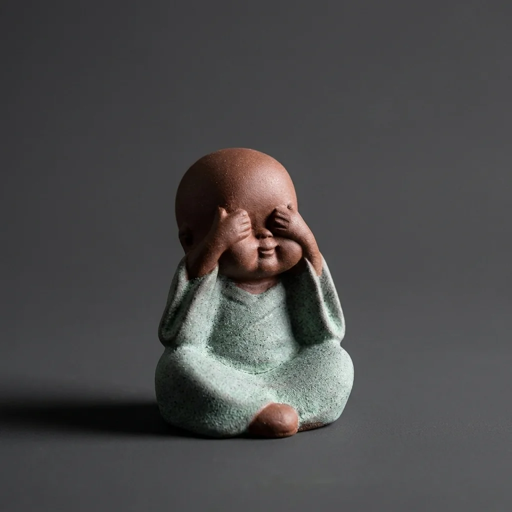 Purple Sand Four No Monk Tea Pet Zen Little Sand Monk Statue Home Teahouse Decor