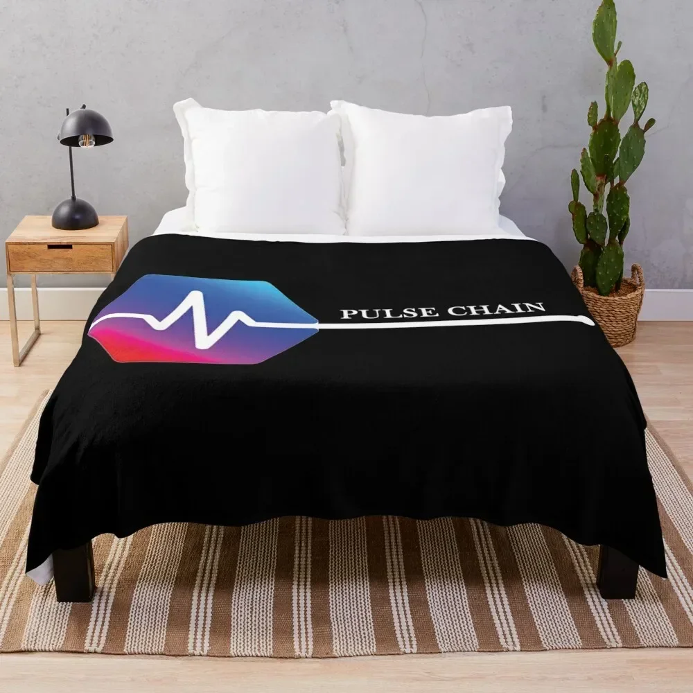 PulseChain PLS Crypto Cryptocurrency HEX Staker Logo Throw Blanket Beach warm for winter Blankets