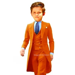 Tailcoat Boy Suits Costume 3 Pieces Child Royal Blue Jacket Vest Pants Flower Boys Formal Party Suit Kids Wedding Suit Tuxedos