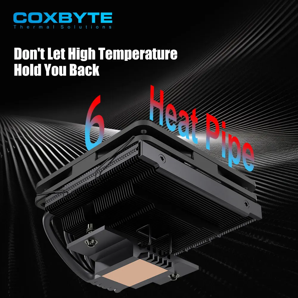 

COXBYTE Кулер процессора ITX 4-контактный ШИМ RGB 6 тепловых трубок Воздушный охладитель процессора для AMD AM4/5 Intel LGA1700 1150 1155 1200 Вентилятор охлаждения процессора