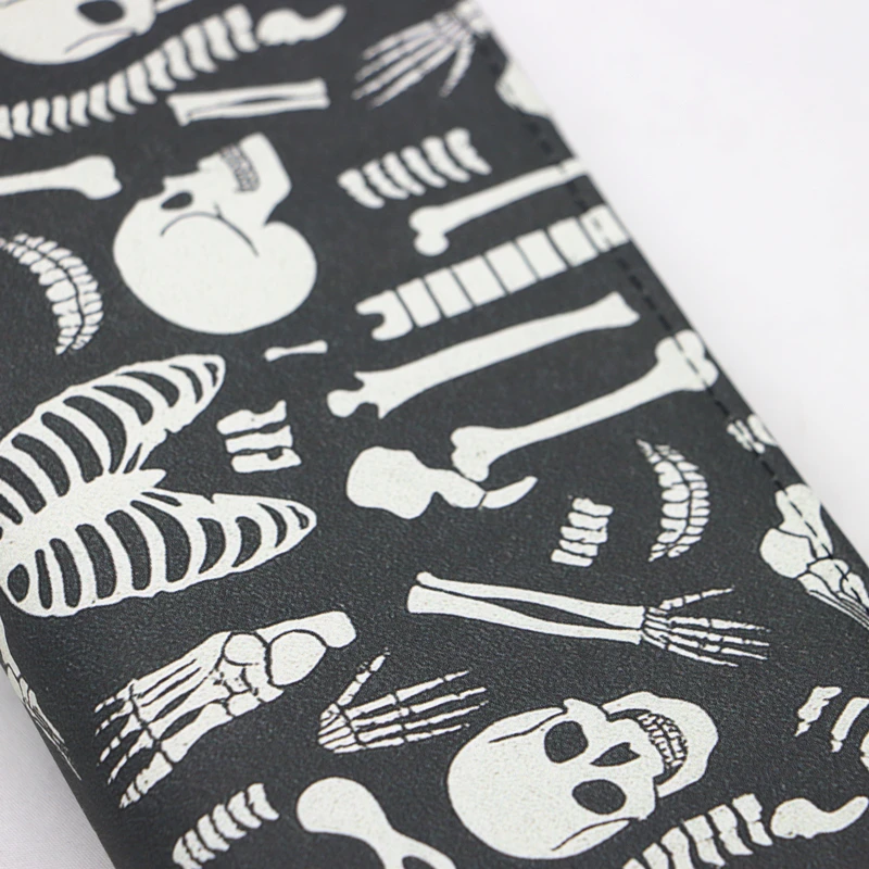 Halloween Skeleton  Zip Wallet Womens Long Purses Handbags Coin Purse Cards Holder PU Billfold Wallet