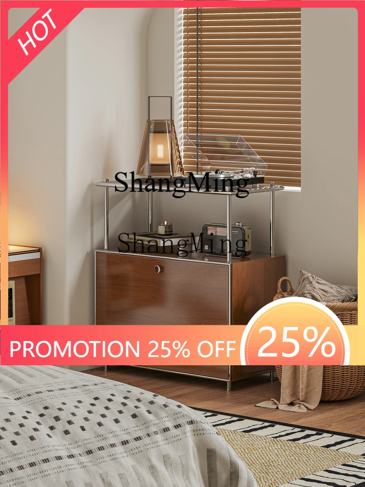 

FG good-looking antique cabinet solid wood dining side cabinet living room wall vertical cabinet simple metal storage