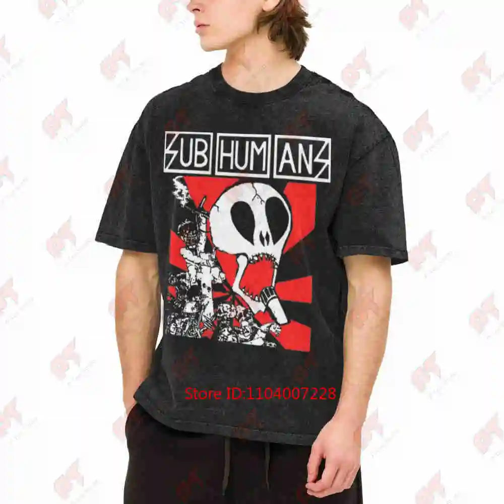 Subhumans Anarcho Punk Vintage Washed Tee Pure Cotton T-Shirt