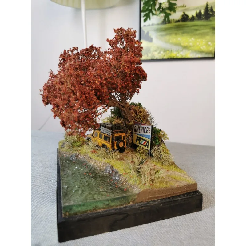 1:64 car model autumn wilderness model scene platform handmade miniature sand table scene custom boys toy