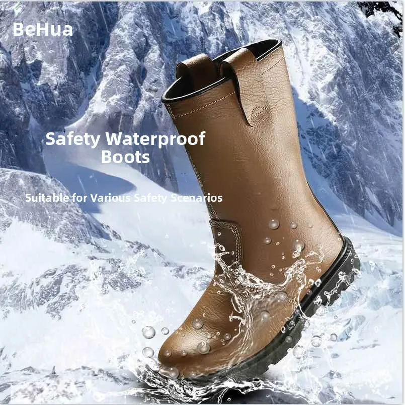 

Winter Waterproof Boot High Tube Warm Cotton Labor Protection Shoe Anti-Punch Resistant to Piercing Home Use Safety Shoe