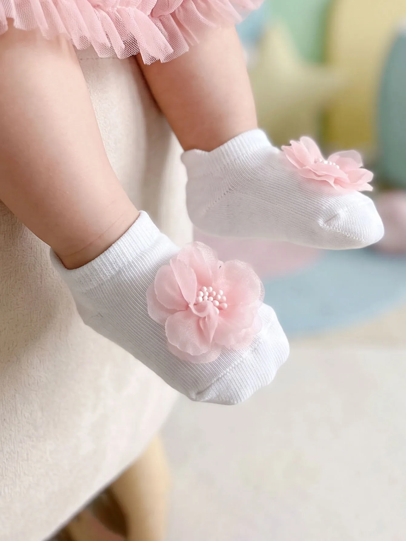 3Pairs 3‑12M Kids Small Floral Ankle Socks Set, Unisex Boys Girls Multi‑Color Cotton Socks for All‑Season Daily Wear