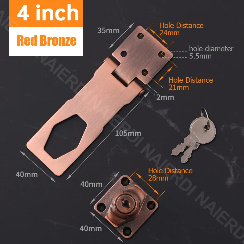 NAIERDI Zink-legierung Punch-freies Mit Schloss 2,5-4 zoll Schublade Schlösser Brief Box Locker Schrank Sperren Office sicherheit Kombination Schloss