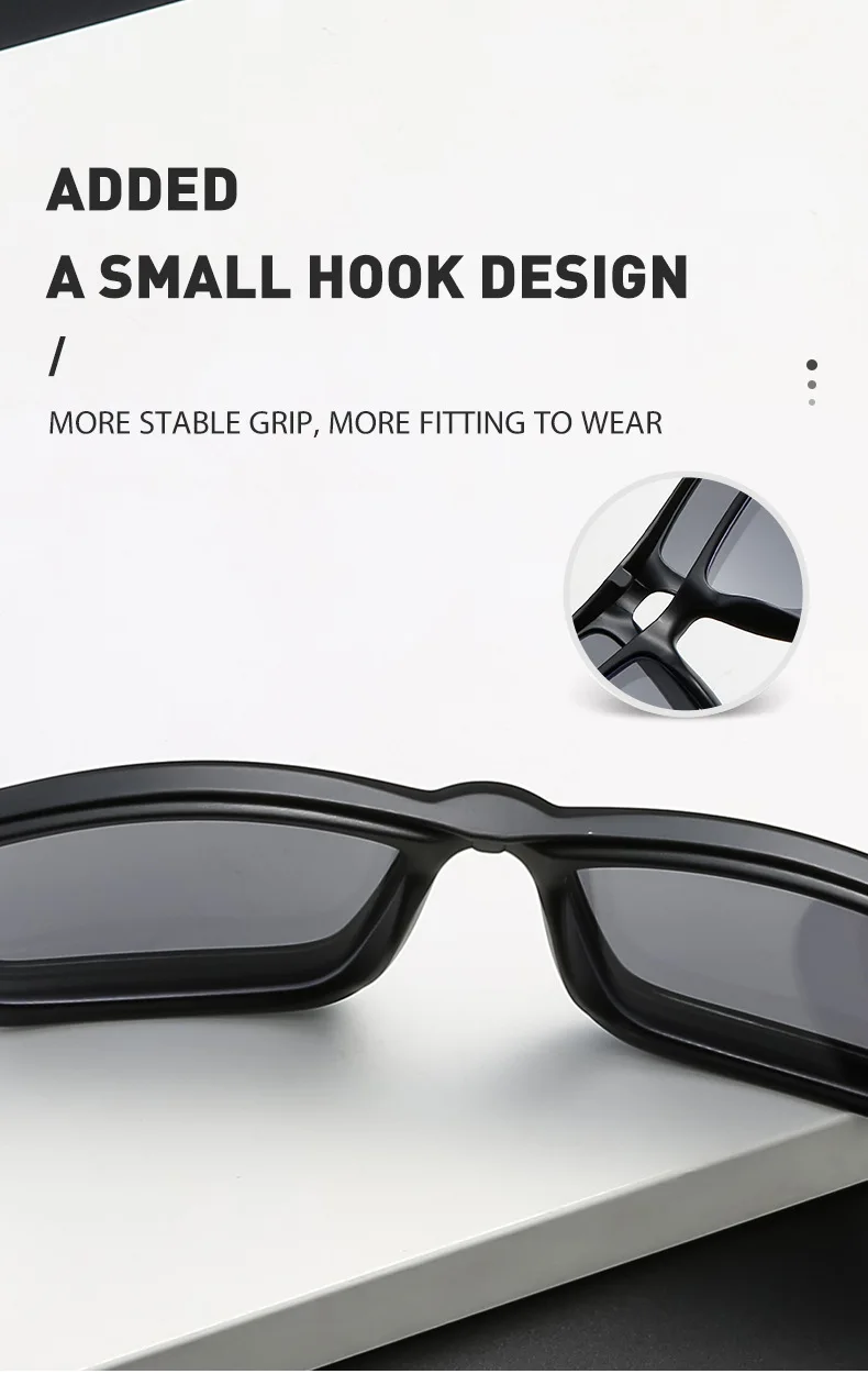 VCKA 6-in-1-Myopie-Brille mit Magnetclip, Sonnenbrille für Herren und Damen, quadratischer Rahmen, verschreibungspflichtig, kurzsichtig, Astigmatismus – 0,5 bis -10 – Detail 5