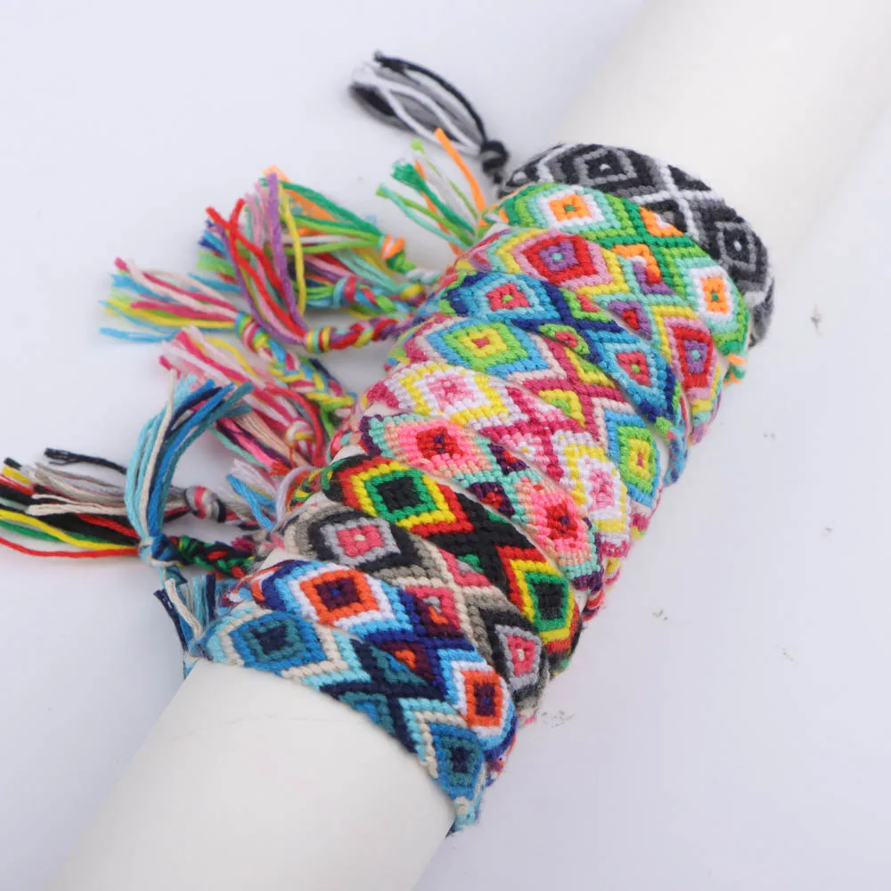 6 قطعة/الوحدة متعدد الألوان الكلاسيكية البوهيمي اليدوية المنسوجة أساور مع قابل للتعديل اليومية ملابس بسيطة هدايا الحفلات للرجال والنساء #5