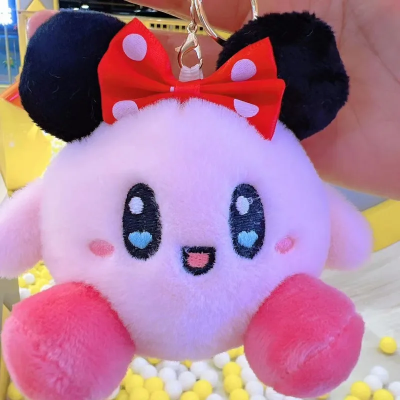 Simpatico cartone animato Kirby peluche bambola portachiavi Anime moda Topolino Kirby zaino ciondolo giocattolo per bambini portachiavi per auto portatile regali di festa