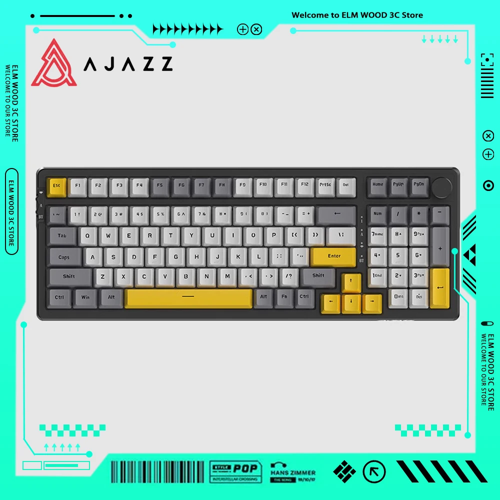 

AJAZZ AK992 Mechanical Keyboard Three Mode Dynamic RGB Multifunctional Knob Wireless Gaming Keyboard Hot Swap Pc Gamer Office