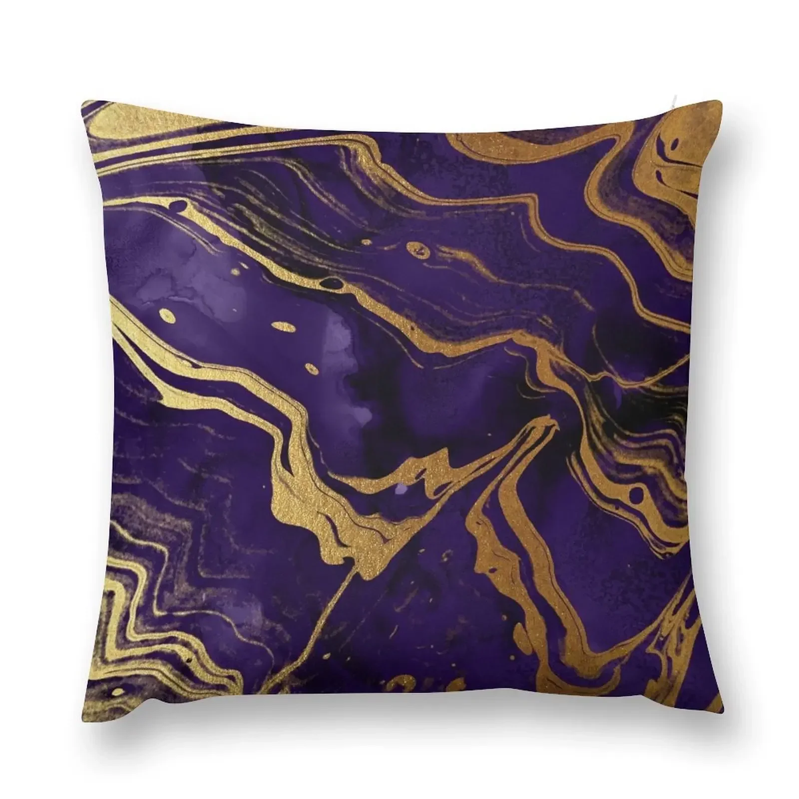 

Dark Purple Ink Faux Marble Texture with Gold Veins Throw Pillow Christmas Covers Elastic Cover For Sofa pillow