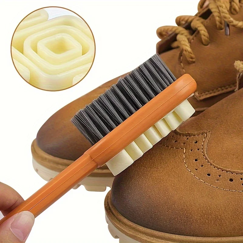 1Pc Revamp and Protect Your Suede: 2-in-1 Cleaning Eraser & Bristle Brush for Easy Scuff and Stain Removal – Essential Footwear