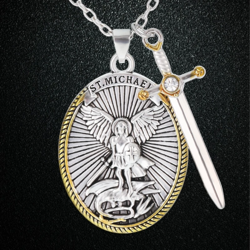 Catholic Patron Saint Pendant Michael St.Michael The Archangel Pendant Necklace Chain