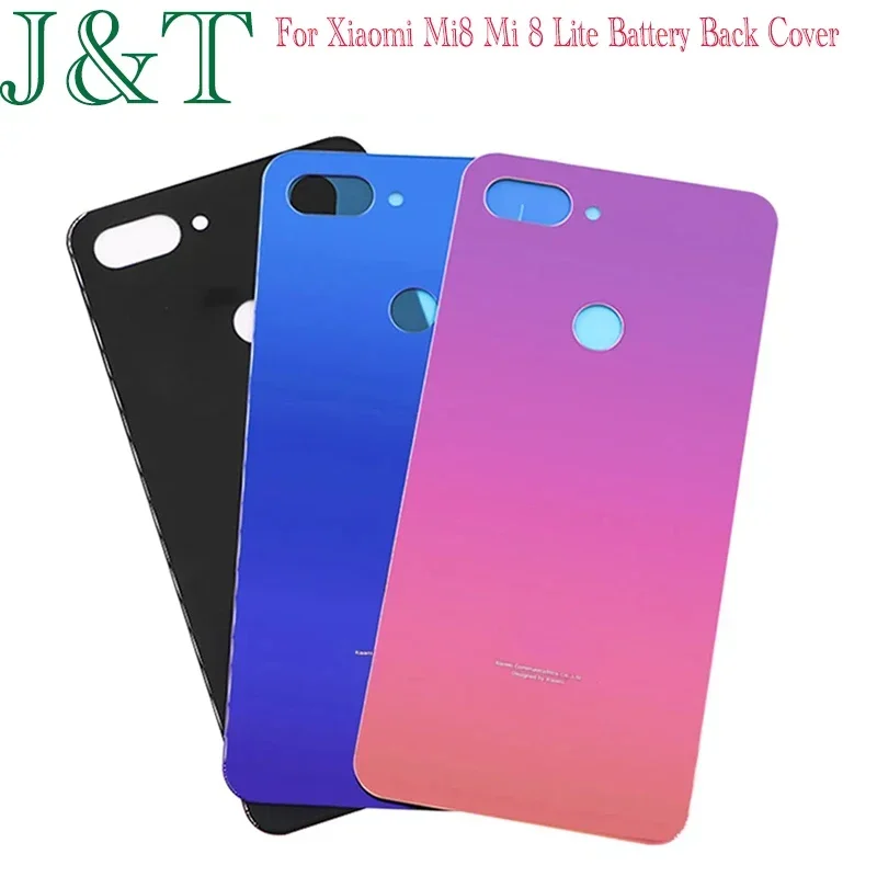 New For Xiaomi Mi8 Mi 8 Lite Battery Back Cover Rear Door 3D Glass Panel Mi 8 Lite Housing Case Glass Cover With Adhesive Replac