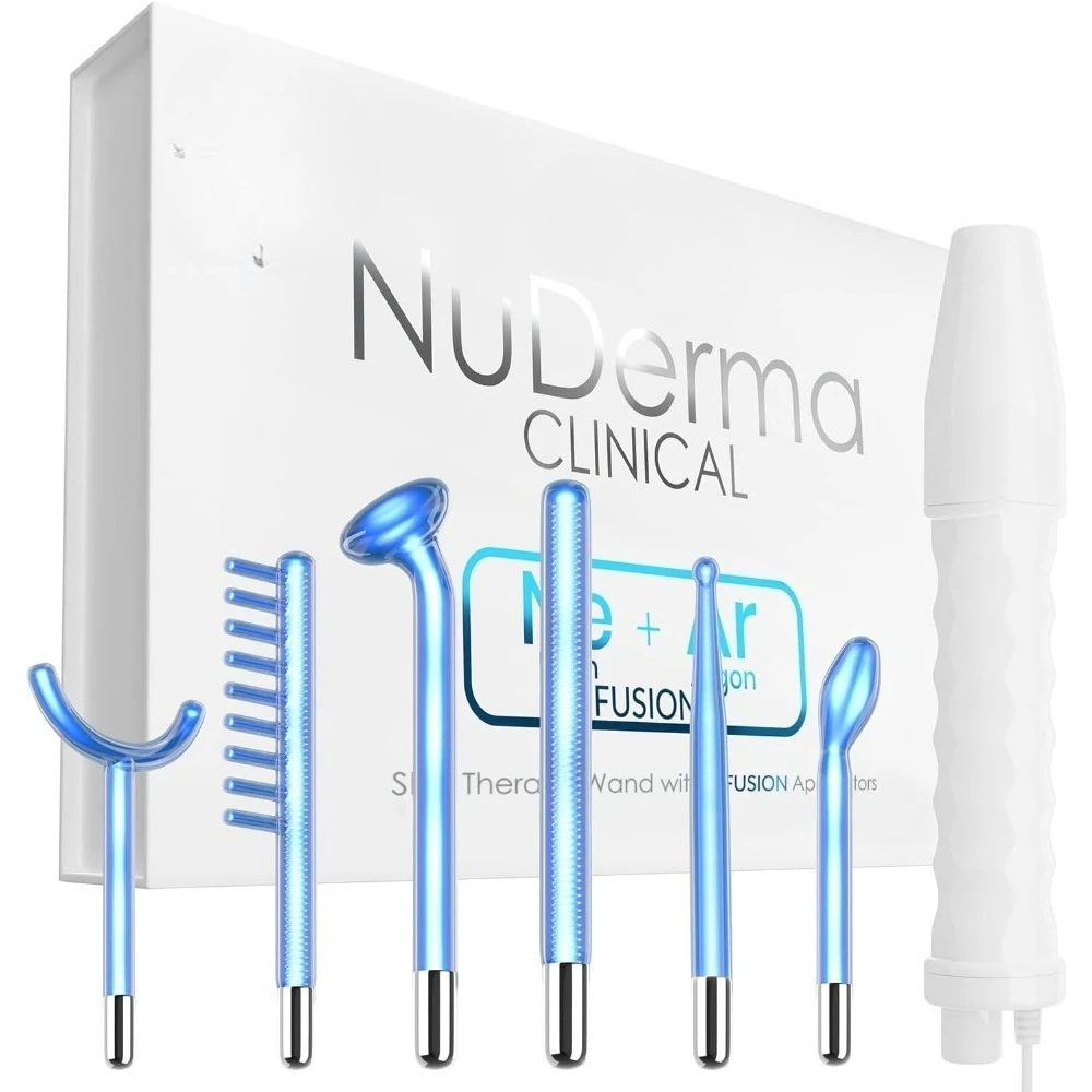 الأفضل - عصا علاج البشرة السريرية، آلة العلاج بالبشرة المحمولة مع 6 عصي النيون + الأرجون المضادة للشيخوخة، التوصيل، الأكثر مبيعًا!