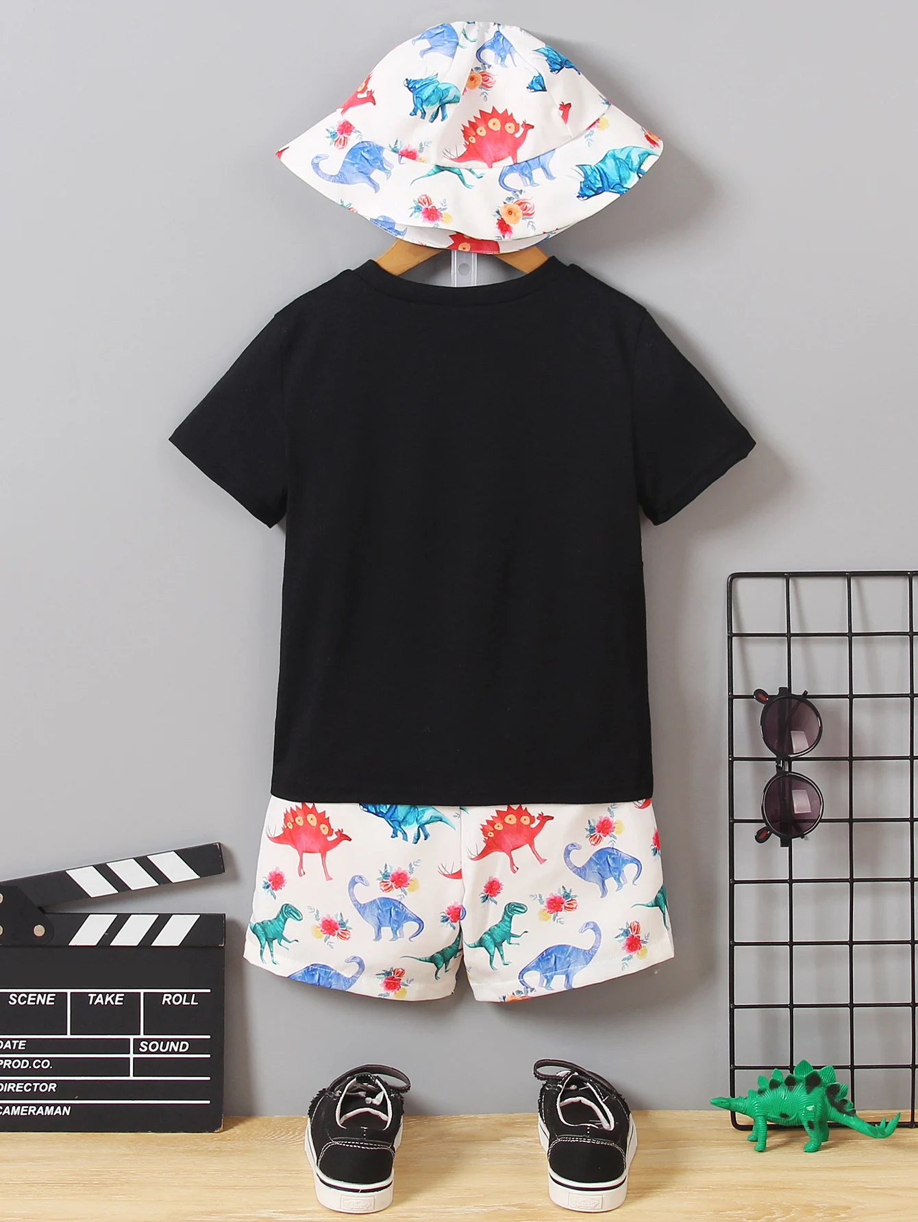 Three Piece Set Spring Summer Boys Short Sleeved Shorts Cute Holiday Style Everyday Wear For Ages 1-8