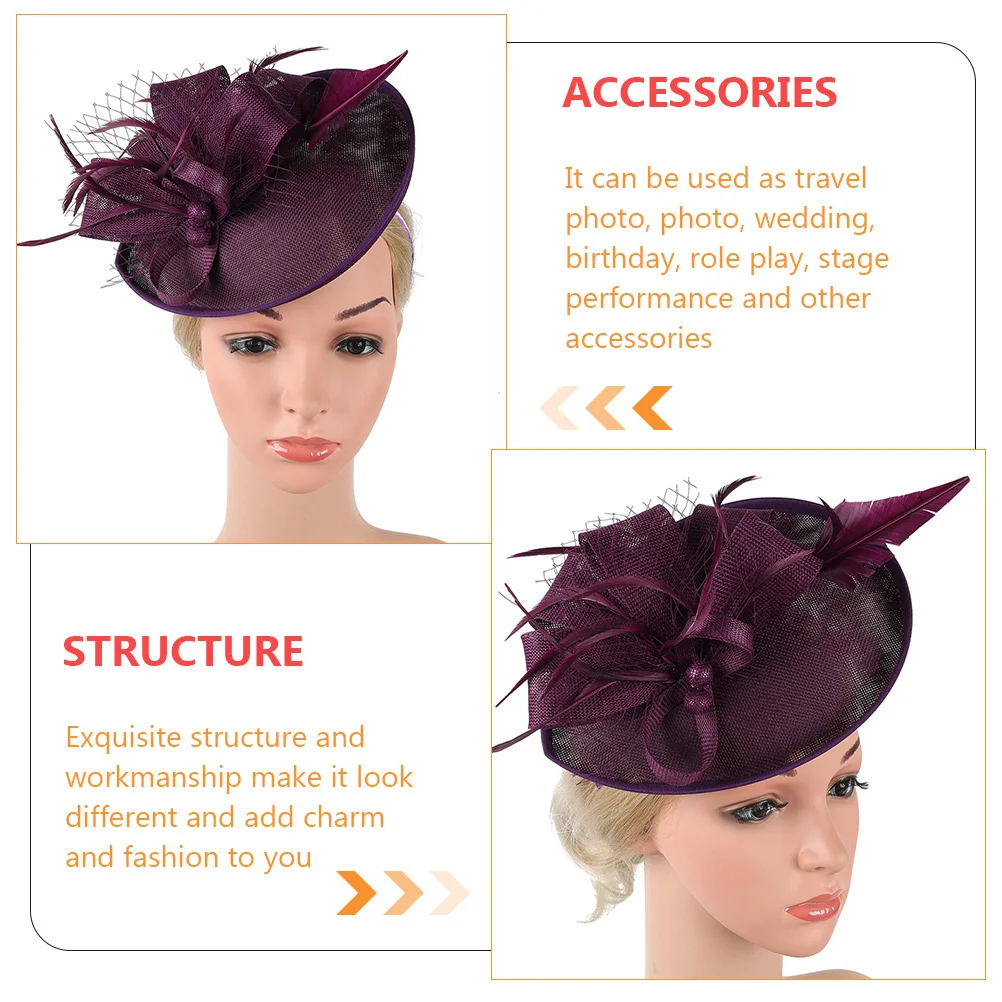 1 قطعة أغطية الرأس النسائية زهرة رباط شعر أنيق غطاء الرأس حفلة لحفل زفاف عيد ميلاد جمع صور الدعامة التبعي #3