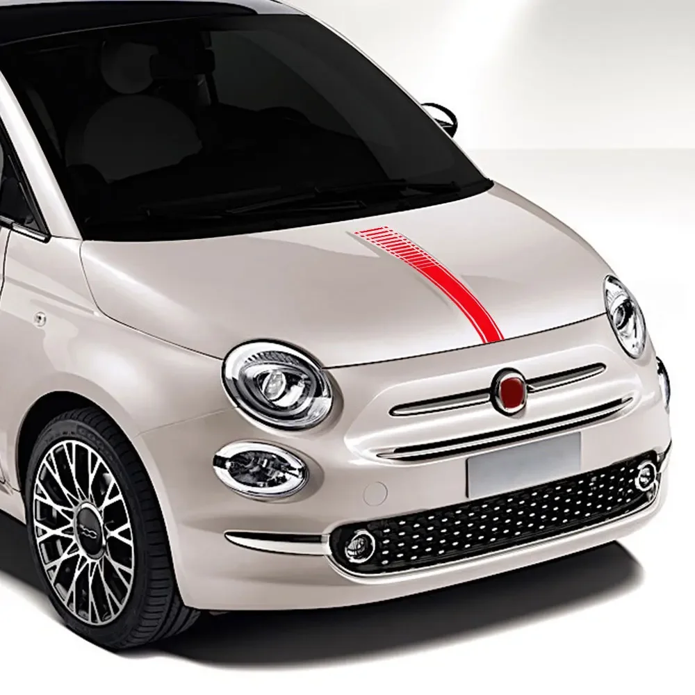 1Pcs Car Hood Bonnet Stickers For Fiat 500 Abarth Auto DIY Stripes Styling Decoration Tuning Accessories Vinyl Film Decals
