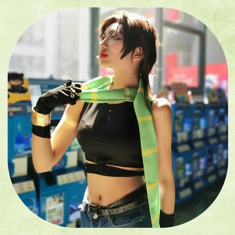 New Anime Joseph Joestar Cosplay Costume Adult Women Men Top Gloves Scarf Suit Uniform Halloween Clothes