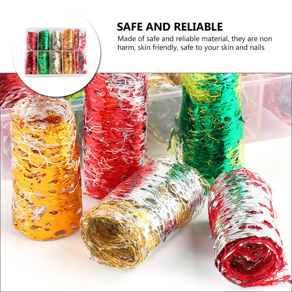 10 لفات من ملصقات الأظافر الشبكية المجوفة من رقائق الأظافر، زينة آمنة وصديقة للبشرة وغير ضارة لتزيين الأظافر #3