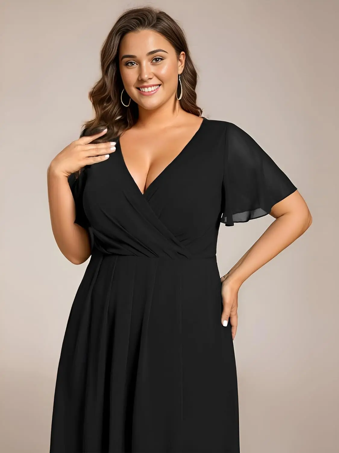 A Line da donna Curvy Chiffon pieghettato Plus Size abito Semi formale abiti da sposa party prom Dress evening beach summer