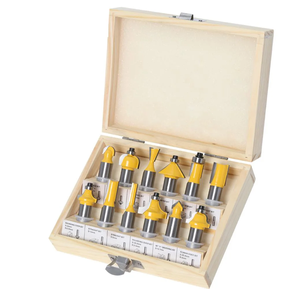 

Набор фрез для резьбы по дереву, хвостовик 1/2 дюйма, 12,7 мм, 12 шт./комплект