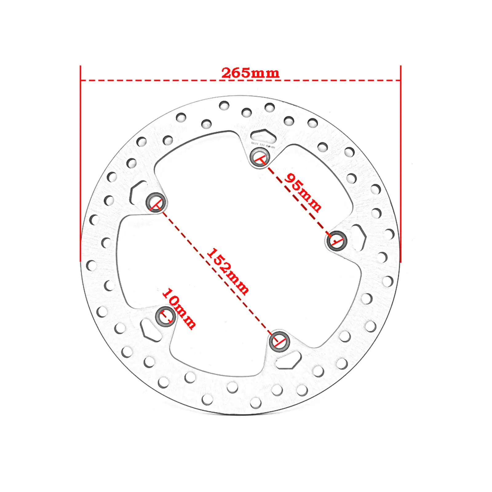 Motorcycle Rear Brake Disc Rotor Steel 265mm compatible with