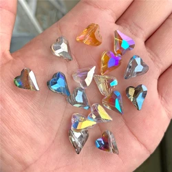 Austrian Crystal Heart Shape Beads Charm Shiny AB Color Czech Glass Faceted Charms Spacer Bead For Jewelry Making DIY Crafts