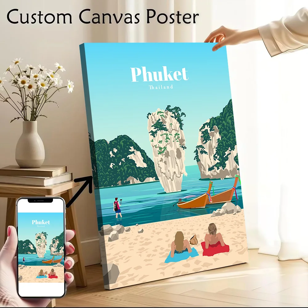 Travel to Phuket Canvas Wall Art Poster Custom Photo Print Modern Painting for Fans Gamer Decoration Wand Deko Vintage Decor