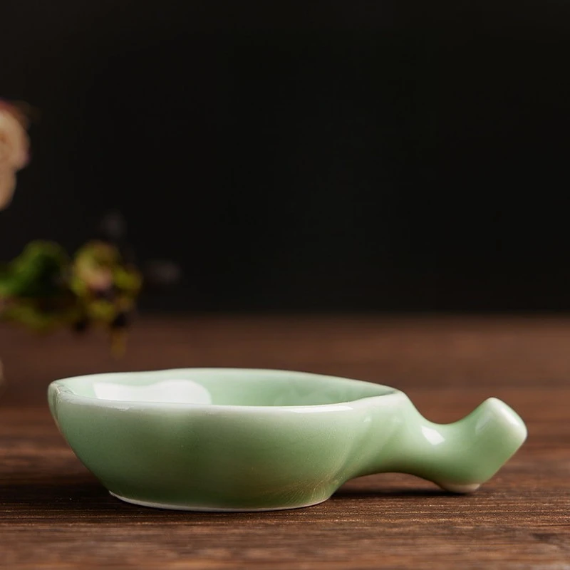 Ceramic Ink Dish with Pen Rest Chinese Calligraphy Ink Plate Brush Holder Traditional Wenfangsibao Writing Art Supplies