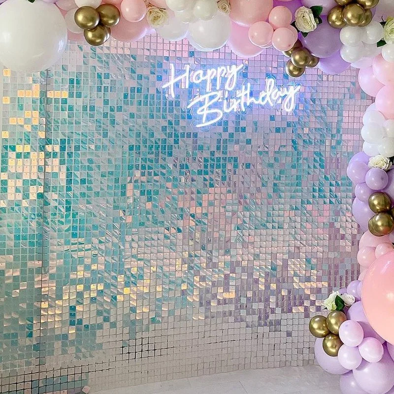 

Shimmer Sequin Wall Panel Backdrop Blue Pink Onion Pick Event Party Birthday Show Square Gliter Decorative Decoration Irisdecent