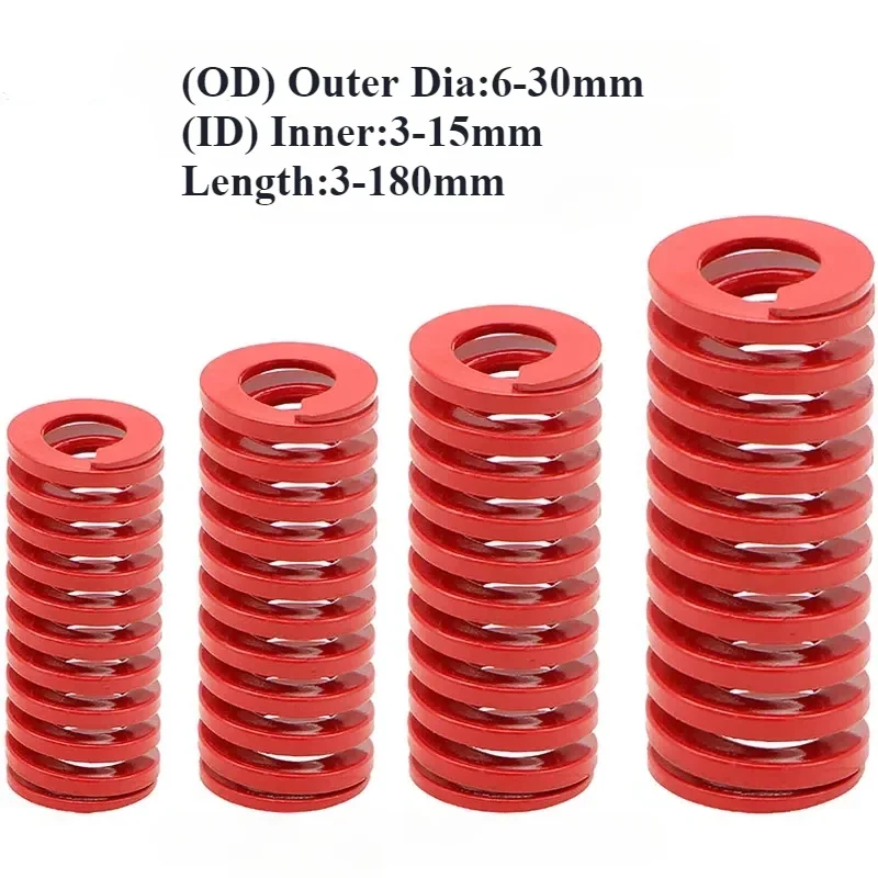 OD6-30mm Spiral Stamping Compression Mould Spring Red Medium Load Die Springs for Rear Trunk Tailgat Strut Support Lift Bar Tool