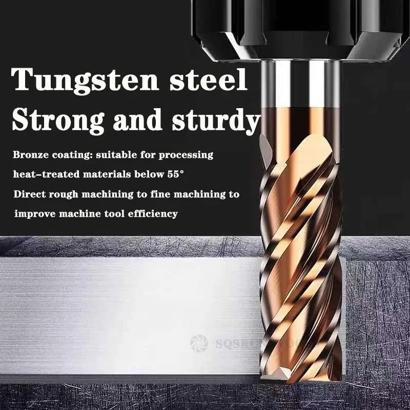 SLUGB Corner Rounding End Mill Carbide CNC Router Bit HRC45-65 4-Flute Nano Coating Milling Tool