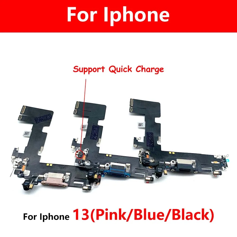 10 Pcs 100% New Dock Connector Charger Port Flex Cable For Iphone 13 mini USB Charging With Microphone IC Ribbon Replace