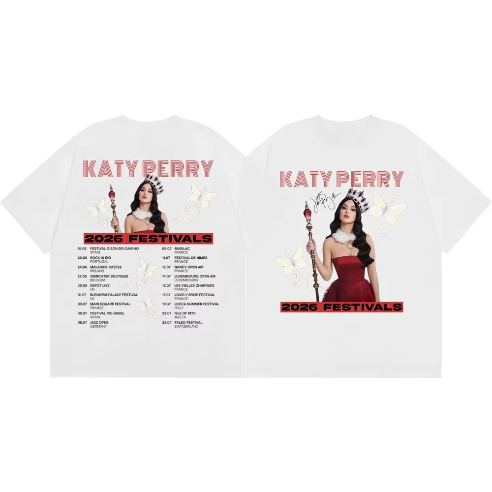 2026 New Katy Perry Festivals Tour Graphic Tee Vintage Street Trend T-shirt for Men Women