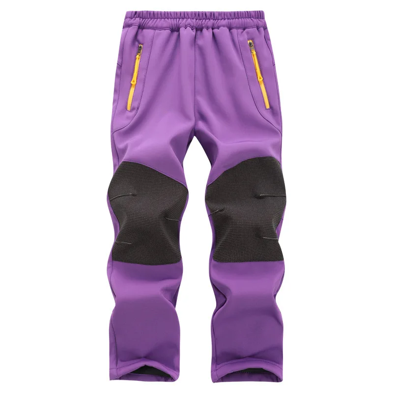 kids Clothing Outdoor Children Waterproof Pants Warm Trousers Sporty Windproof Climbing Leggings Patchwork Soft Shell Outfits