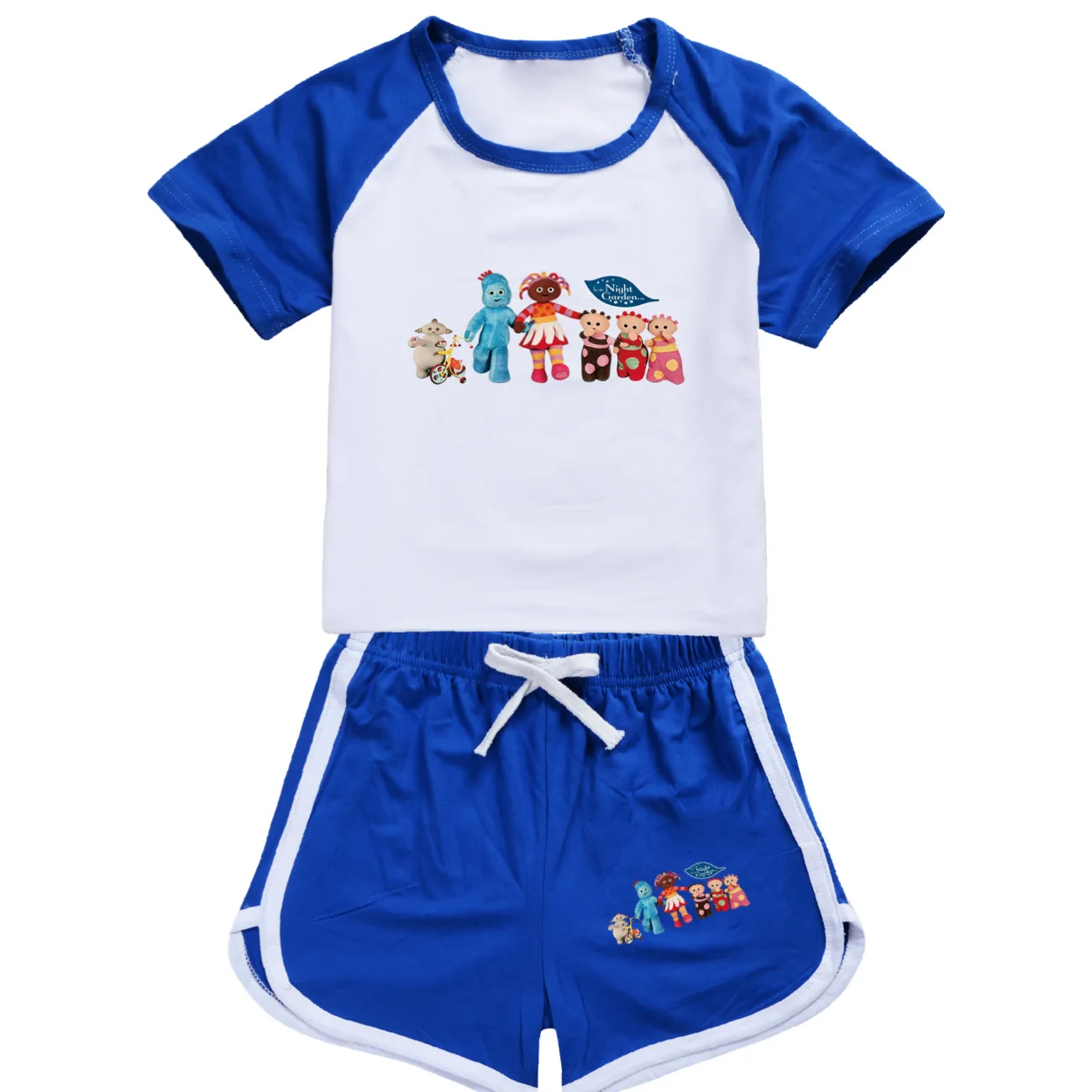 Kawaii in The Night Garden Makka Pakka&Iggle Clothes Kids Summer Oufits Boys Short Sleeve Tshirt Shorts 2pcs Set Girls Sportsuit